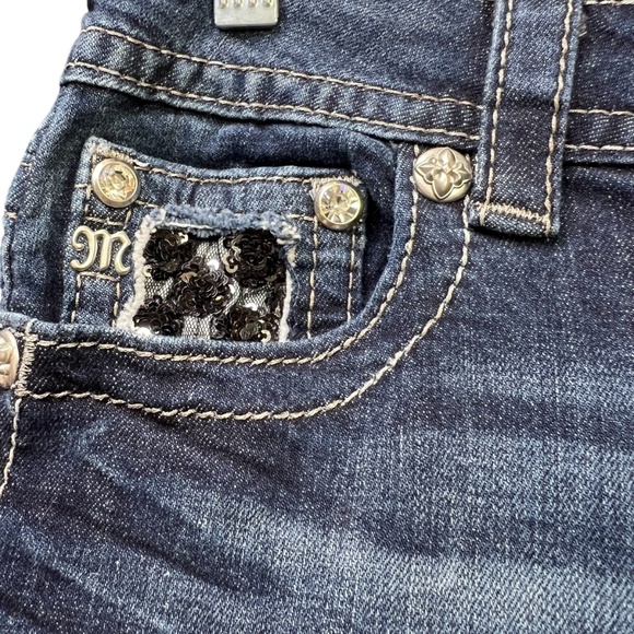 Miss Me Boot Cut Whisker Wash Jewel Sequin Jeans - Picture 12 of 15